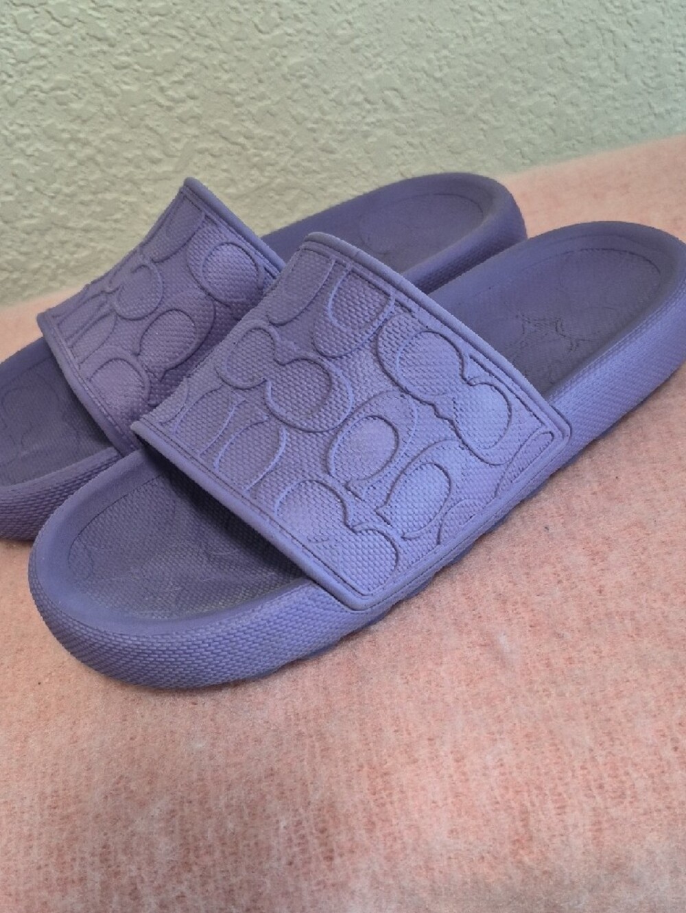 COACH Logo Lavender Platform Slide Sandals - Size 8